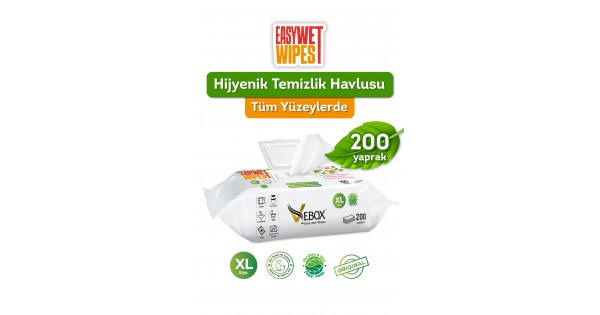 Vebox Easy Wet Wipes Yüzey Temizleme Havlusu 200 Yaprak