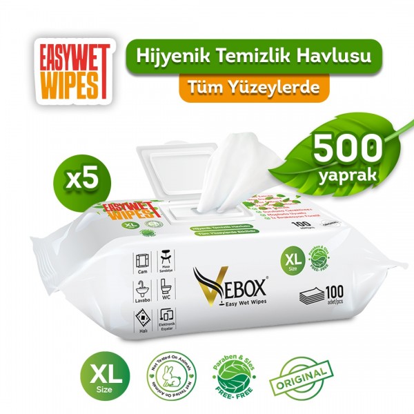 Vebox Easy Wet Wipes Yüzey Temizleme Havlusu 500 Yaprak Vebox Easy Wet Wipes Yüzey Temizleme Havlusu 500 Yaprak